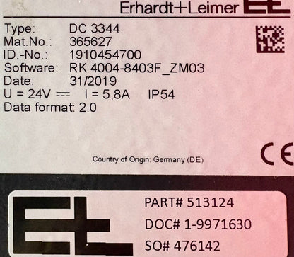 ERHARDT+LEIMER FX5230 ULTRASONIC EDGE SENSOR & DC3344 POSITION CONTROLLER PARTS