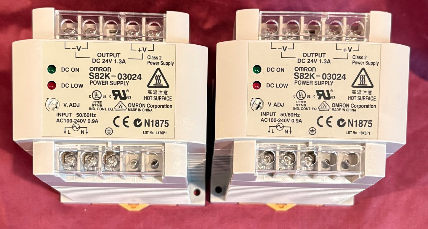 OMRON S82K-03024 POWER SUPPLY N1875 INPUT: AC100-240V OUTPUT: 24VDC -1 LOT QTY 2