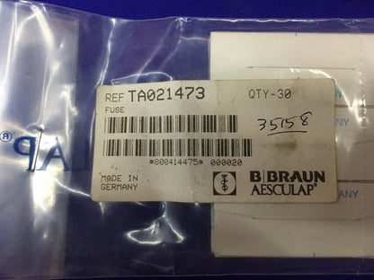 B/BRAUN AESCULAP には、TA007879 1 PKG 50 フィートおよび TA021473 1 PKG 30 ヒューズが含まれます。 