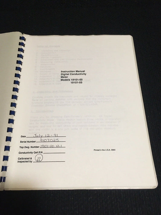 COLE PARMER 取扱説明書 デジタル導電率計 19101-00 19101-05