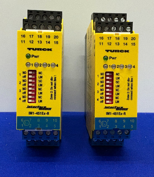 TURCK IM1-451Ex-R ISOLATING SWITCHING AMPLIFIER 4-CH LED INDICATOR - 1 LOT QTY 2