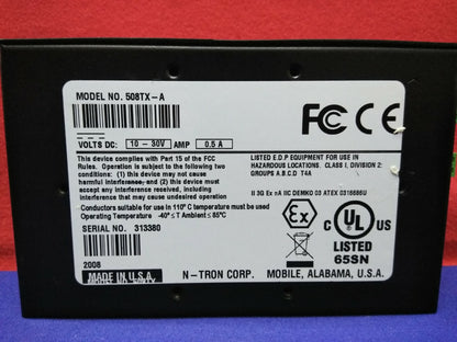 N-TRON 508TX INDUSTRIËLE ETHERNET-SWITCH 8-POORTS 