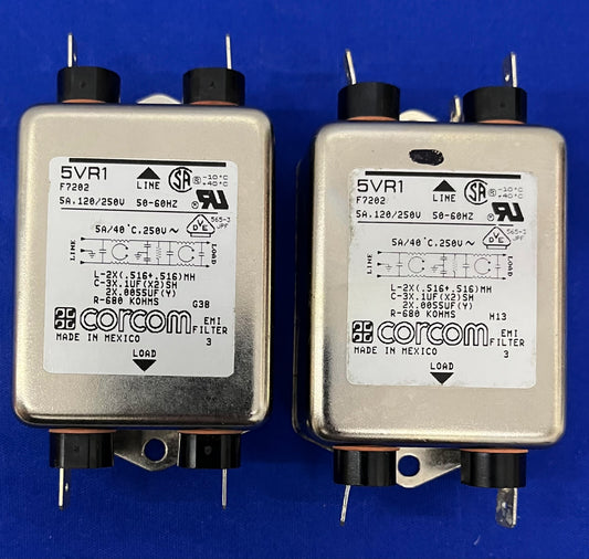 CORCOM 5VR1 / F7202 EMI FILTER 5A 120/250V - 1 LOT QTY 2