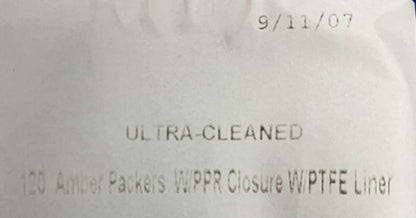 AMBER GLAS 120 PACKERS FLES POT met DOP BREDE MOND ROND 1 LOT HOEVEELHEID 12 FLESSEN