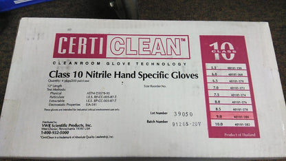 Certiclean 40101-380 Class 10 Nitrile Hand Gloves Size 9 4 pkgs / 200 pair/ case