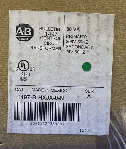 Allen Bradley AB BULLETIN 1497 1497-B-HXJX-0-N SER A CONTROL CIRCUIT TRANSFORMER