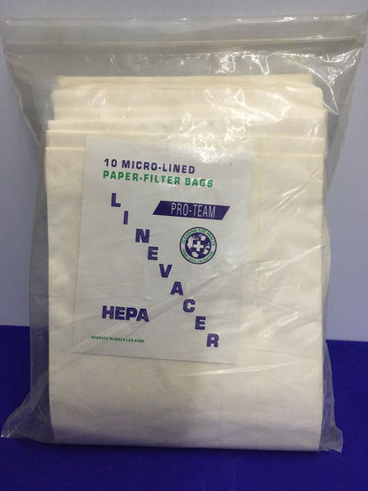 PRO-TEAM PROTEAM LV9-43MF LINEVACER 10 SACCHETTI FILTRO IN CARTA MICRO-LINEATI HEPA 