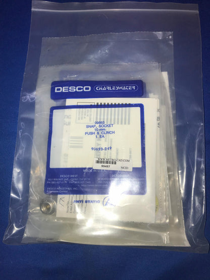 DESCO 09863 SNAP SOCKET ANTI-STATIC,PUSH AND CLINCH,10 mm SIZE - QTY 5 PKGS