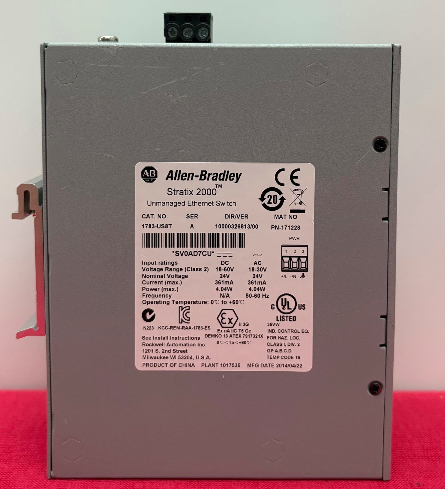 Allen Bradley AB STRATIX 2000™ 1783-US8T  8 PORT UNMANAGED ETHERNET SWITCH