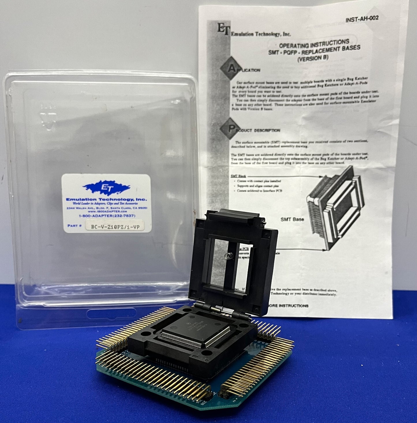ADAPTADOR DE EMULADOR DE MONTAJE SUPERFICIAL BC-V-210PZ/1-VP DE TECNOLOGÍA DE EMULACIÓN ET 