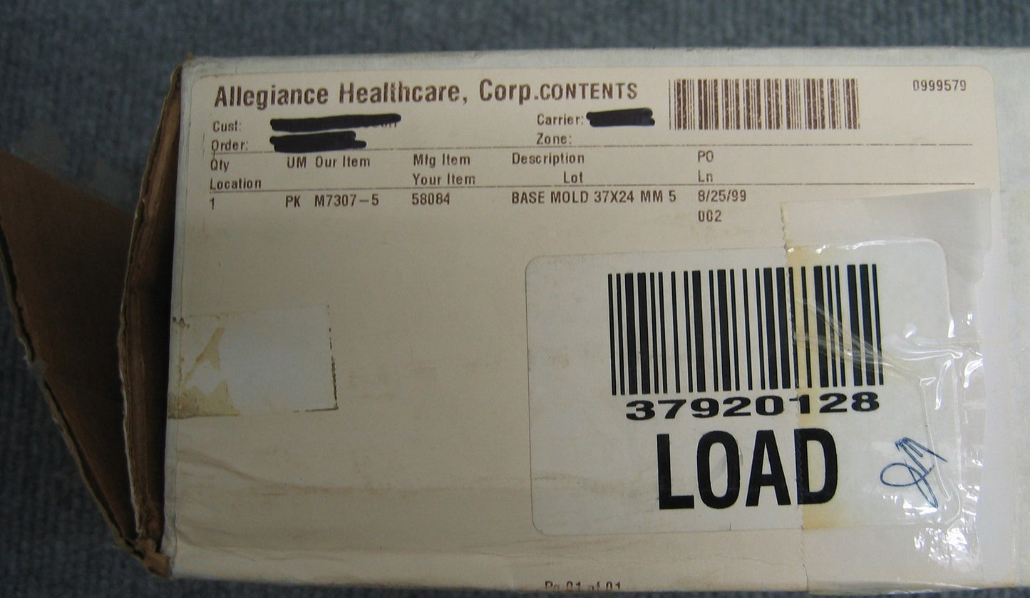 ALLEGIANCE HEALTHCARE CORP., CAT. M7307-5, moule de base 37 x 24 mm