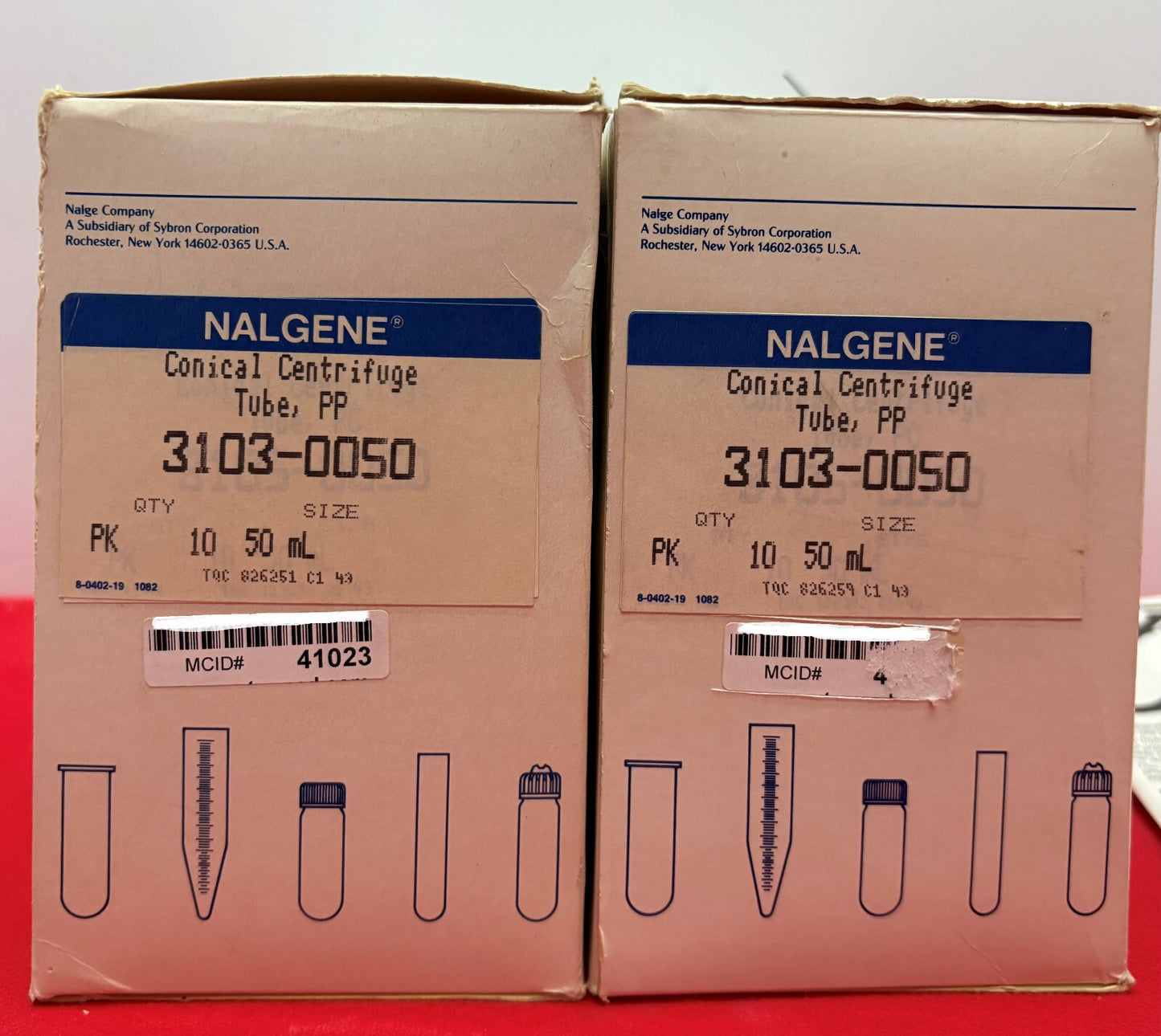 NALGENE 3103-0050 BOX OF 10 CONICAL CENTRIFUGE TUBE PP 50ML - 1 LOT QTY 2 BOXES