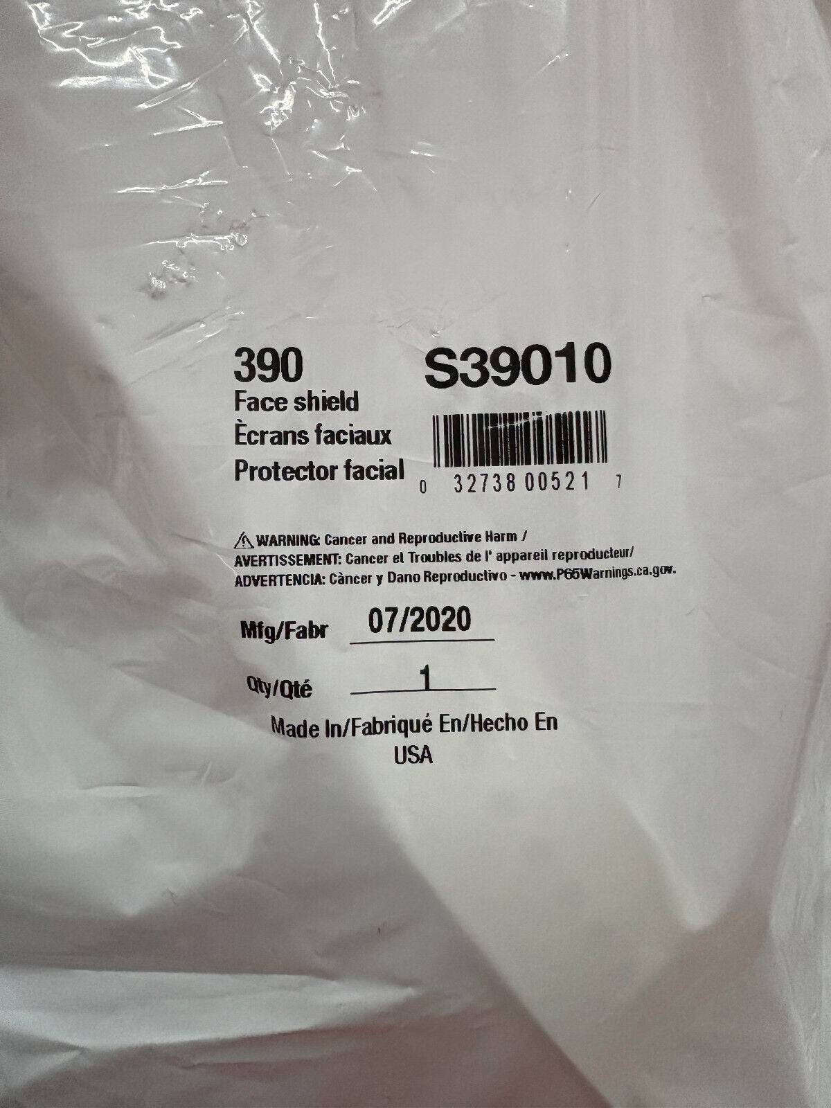 SELLSTROM 390 SERIES UNCOATED FACE SHIELD & HEADGEAR S39010   QTY 10