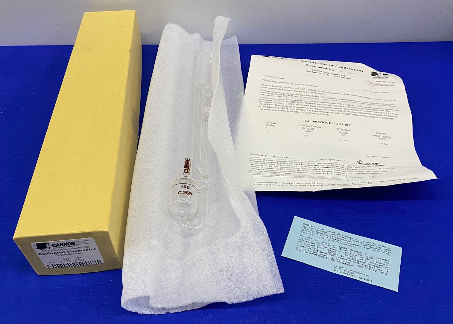 CANNON INSTRUMENT 9721-K59 SIZE 100 CALIBRATED VISCOMETER  NEW OLD STOCK
