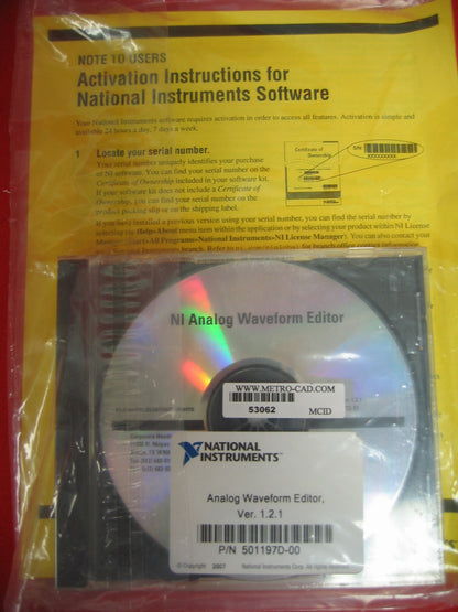 NATIONAL INSTRUMENTS 501197D-00 NI-ANALOG WAVEFORM EDITOR VER 1.2.1 