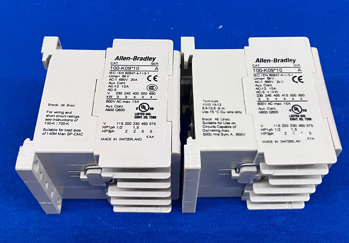 ALLEN BRADLEY, AB, ALLEN-BRADLEY 100-K09*10 SER A CONTATTORI LOTTO DI 2