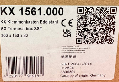 RITTAL  KX  TERMINAL BOX SST STAINLESS STEEL  KX 1561.000  ENCLOSURE WITH COVER