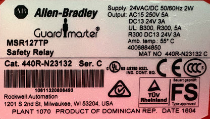 Allen Bradley AB GUARDMASTER MSR127TP 440R-N23132 SER C SAFETY RELAY