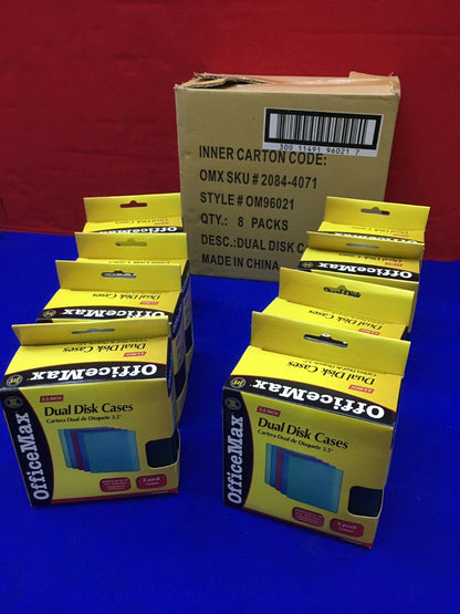 OFFICEMAX DUAL 3.5" DISK CASES 1 CARTON CONTAINING 8 PACKS OF 5- 45 Total
