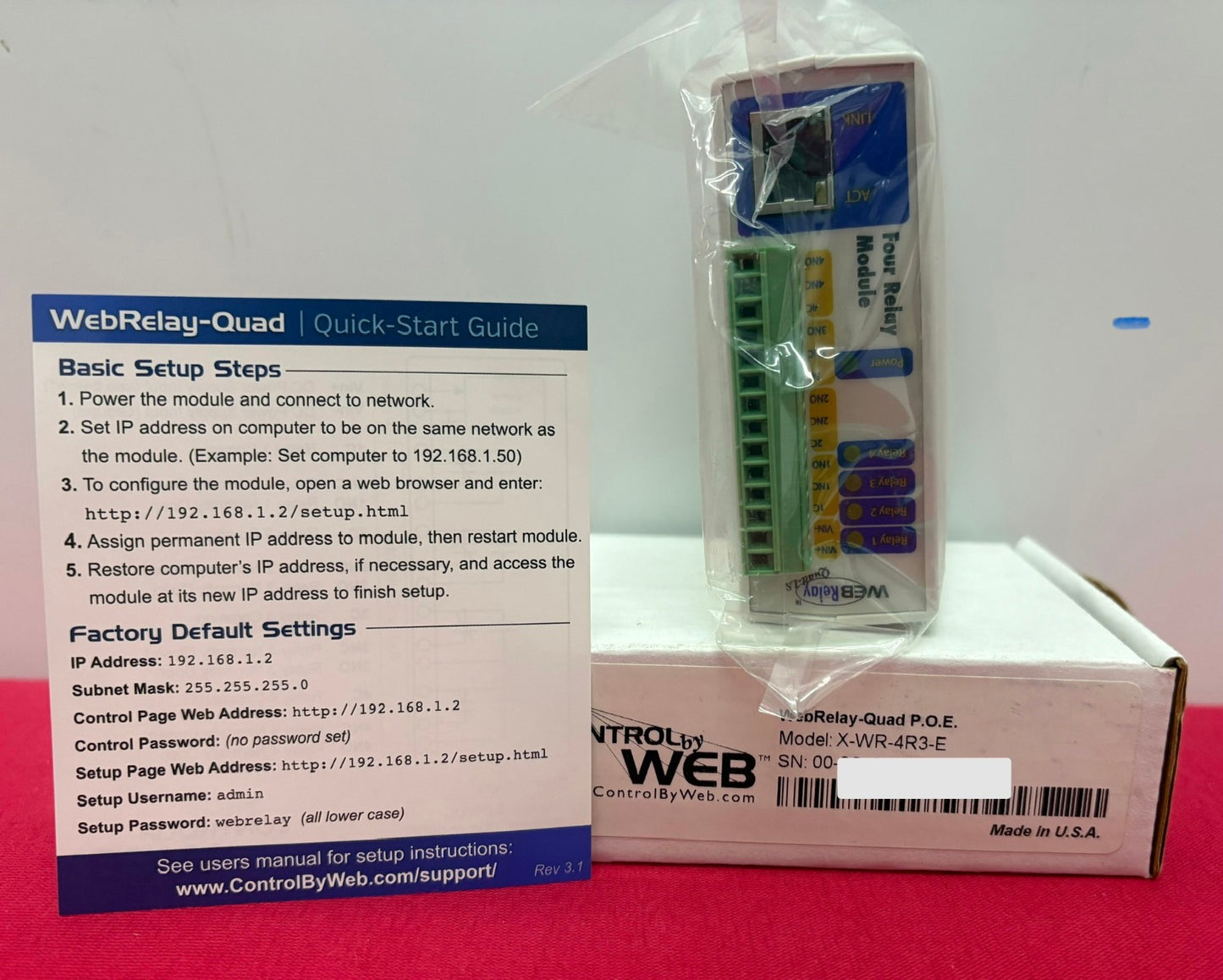 CONTROL BY WEB X-WR-4R3-E ETHERNET CONTROL MODULE 4 INDEPENDENT RELAY OUTPUTS