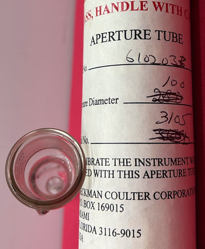 BECKMAN COULTER COUNTER APERTURE ORIFICE TUBE DIAMETER 100 u m PART NO. 6102033