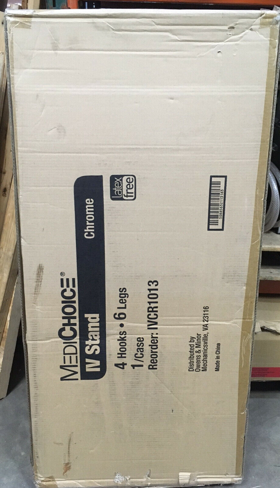 OWENS AND MINOR MEDICHOICE ® IVCR1013 IV STAND CHROME 4 HOOKS 6 LEGS