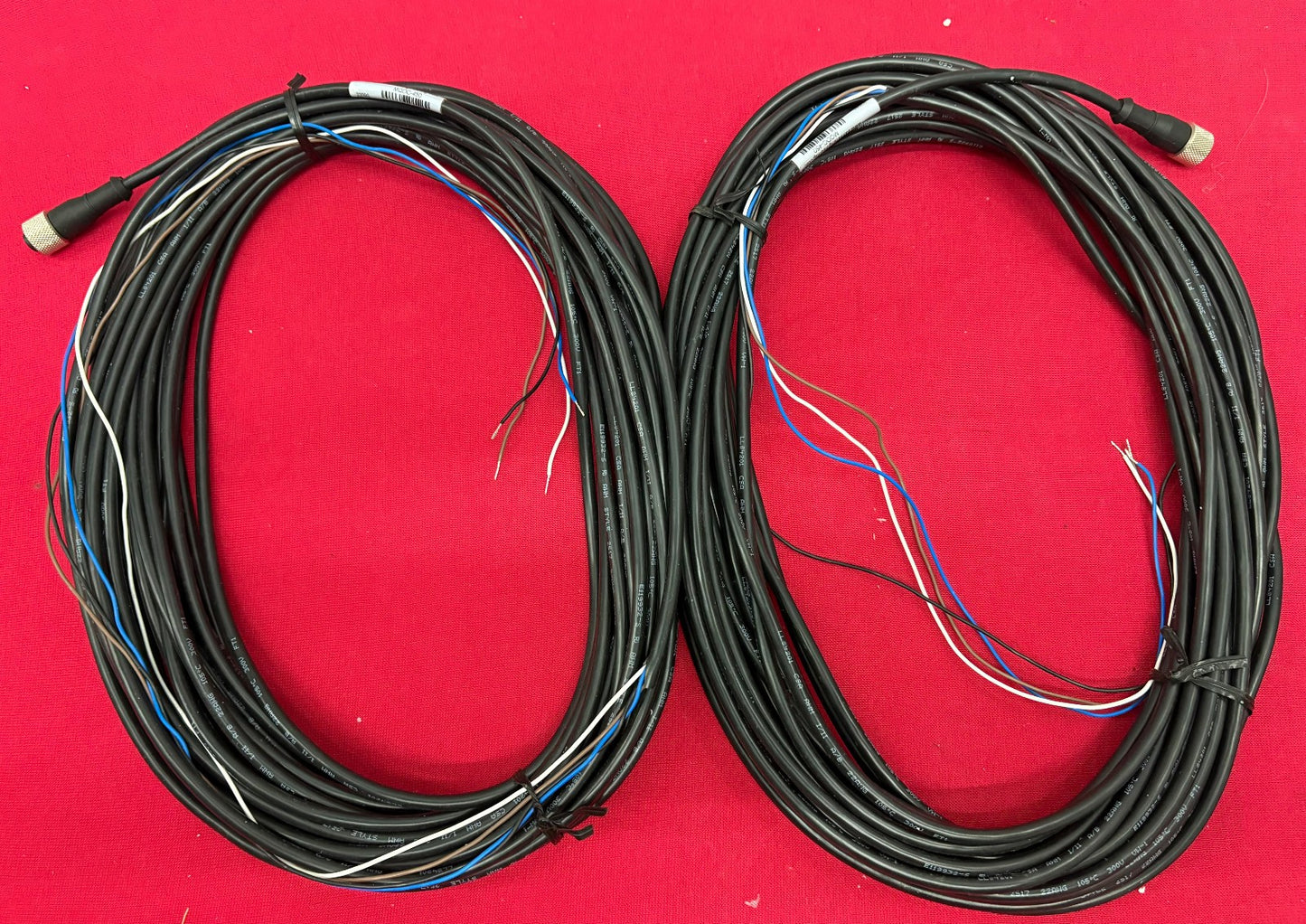 CORDSET EST 15-METERS 4-PIN M12 FEMALE CONNECTOR & BARE FLYING LEAD ENDS - QTY 2