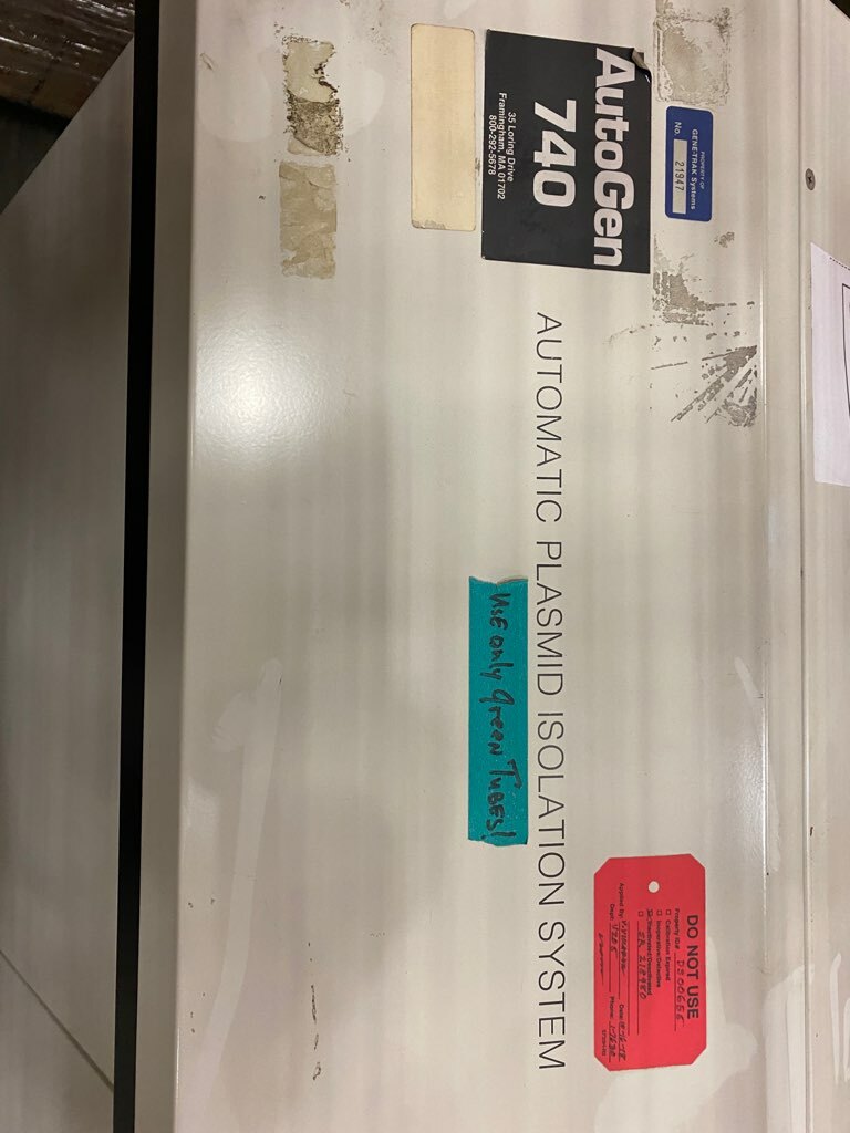 PER RIPARAZIONE PARTI SISTEMA AUTOMATICO DI ISOLAMENTO DEL DNA PLASMIDE AUTOGEN 740