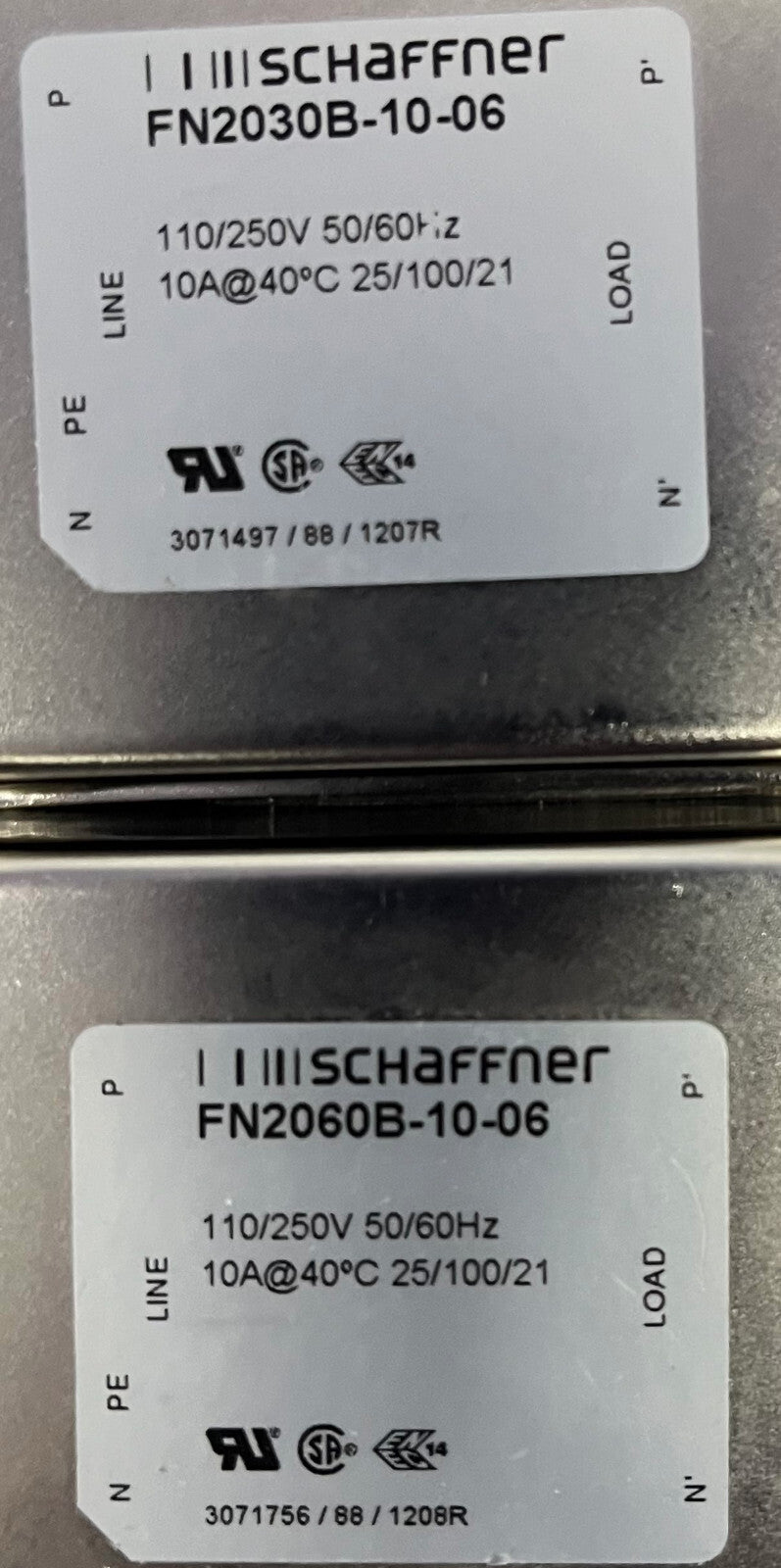 FILTROS DE LÍNEA SCHAFFNER EMC CANTIDAD 1 - FN2030B-10-06 Y CANTIDAD 1 - FN2060B-10-06