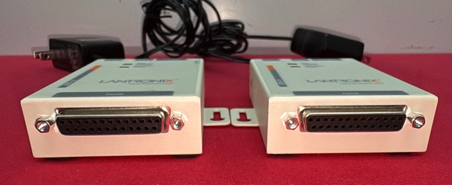 LANTRONIX® UDS-10 SERIAL TO ETHERNET INTERFACE 080-212-000 w/ POWER SUPPLY QTY 2