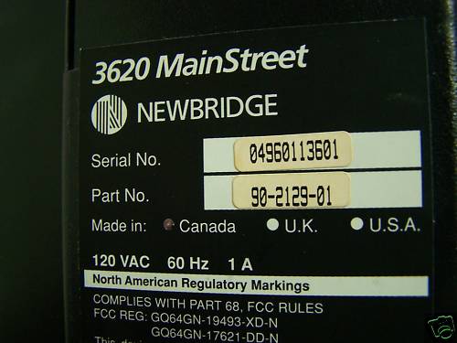 MULTIPLEXOR NEWBRIDGE MODELO 3620 MAIN STREET 3620