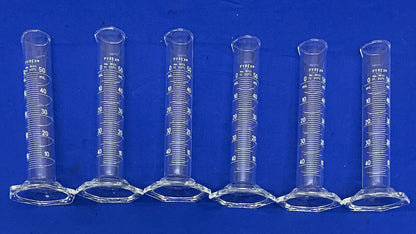 PYREX ® CORNING GLASS 3025-50 CILINDRO DOPPIA SCALA METRICA 50mL - 1 LOTTO QTY 6
