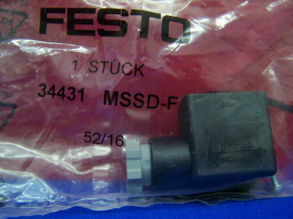 FESTO 34431 MSSD-F SOLENOID PLUG SOCKET &  34415 MSFW-24-50/60-OD SOLENOID COIL
