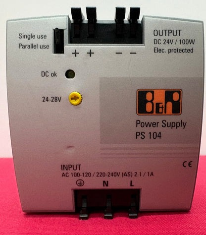 B&R OPS104.0 REV C0 POWER SUPPLY PS104 24VDC 1 PH 4.2A INPUT 100-120/220-240VAC