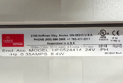 HOFFMAN nVent HF0524414 SIDE MOUNT FILTER ENCLOSURE COOLING FAN 24VDC