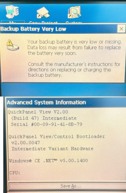 GE FANUC QUICKPANEL VIEW 6” COLOR TOUCHSCREEN V2.00 ES0611