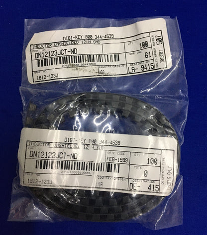 1 CONFEZIONE DA 100 INDUTTORI NON SCHERMATI API DELEVAN 1812-123JCT-ND DIGI-KEY