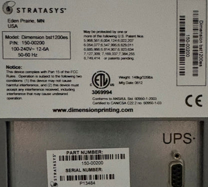 LOT OF 2 PARTS OR REPAIR STRATASYS DIMENSION SST 1200es INDUSTRIAL 3D PRINTER