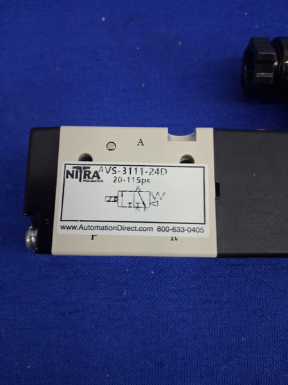 Automation Direct Nitra AVS-3111-24D Pneumatic Solenoid Valve 3 Port 1/8" Female