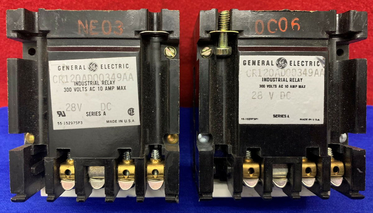 1 lote de 2 relés industriales GE General Electric CR120AD00349AA 28 V CC Serie A