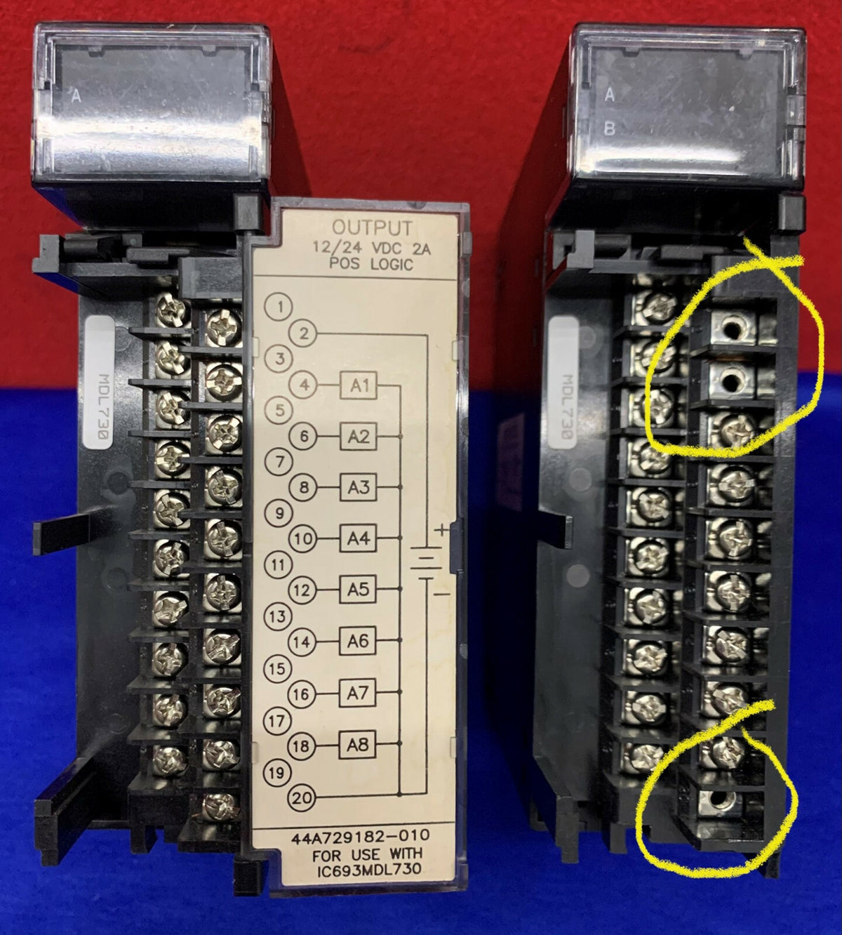 Lot of 2 GE Fanuc IC693MDL730C 12/24VDC 8 Point Output Module