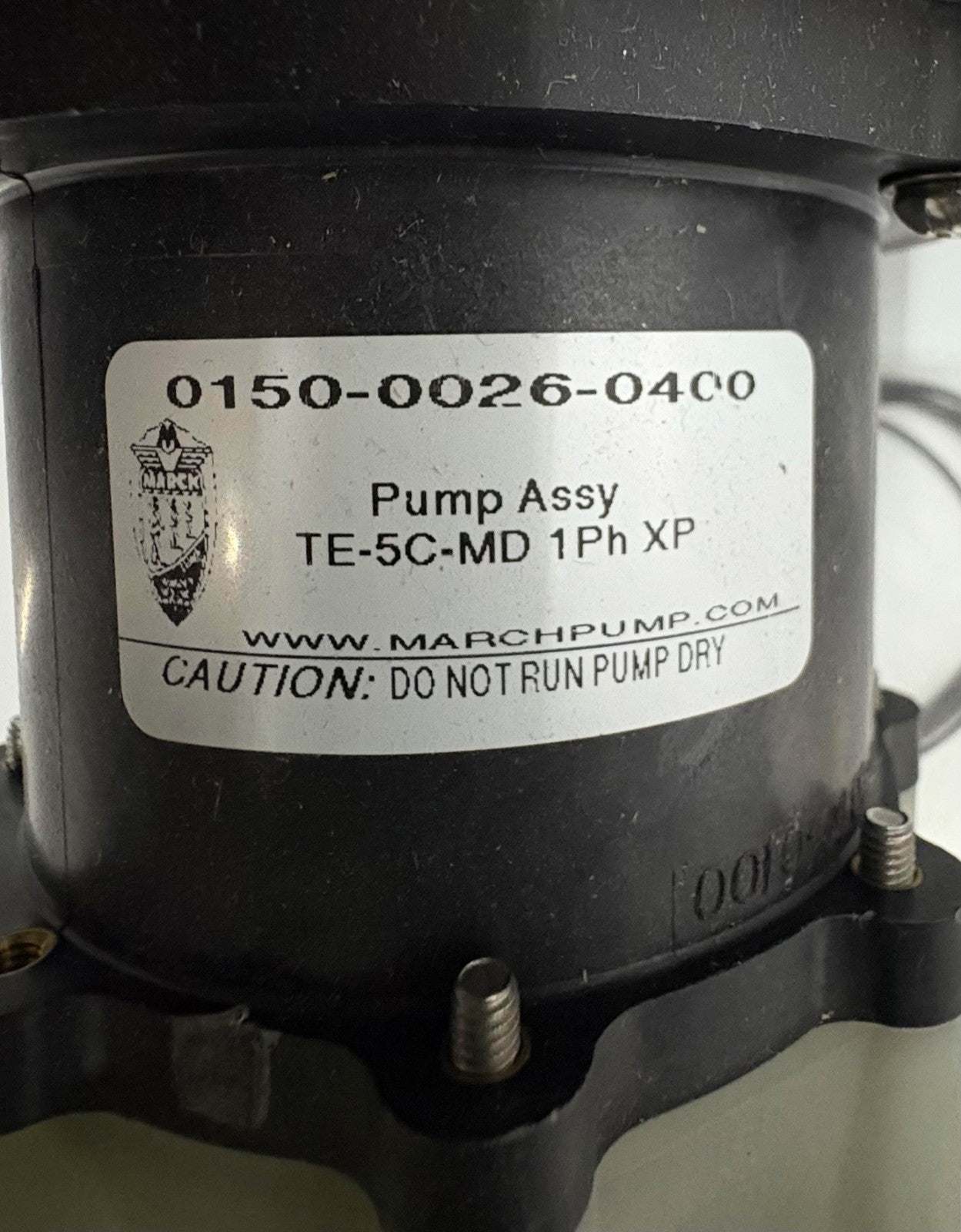 MARCH PUMPS TE-5C-MD 1 PH SN 391532 XP 0150-0026-0400 W/ BALDOR MOTOR CC-550712