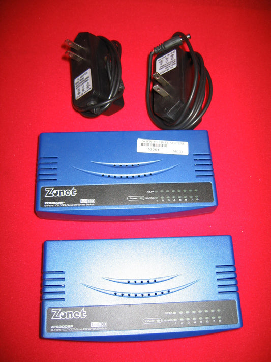 ZONET ZFS300BP,8 PORT 1/100VBPS ETHERNET SWITCH TESTED OK,SOLD AS "1 LOT OF 2"