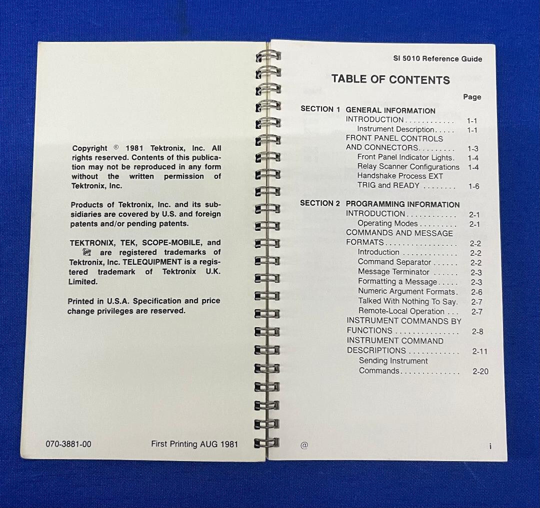 MANUAL DE INSTRUCCIONES DEL ESCÁNER PROGRAMABLE TEKTRONIX SI 5010 070-3881-00 