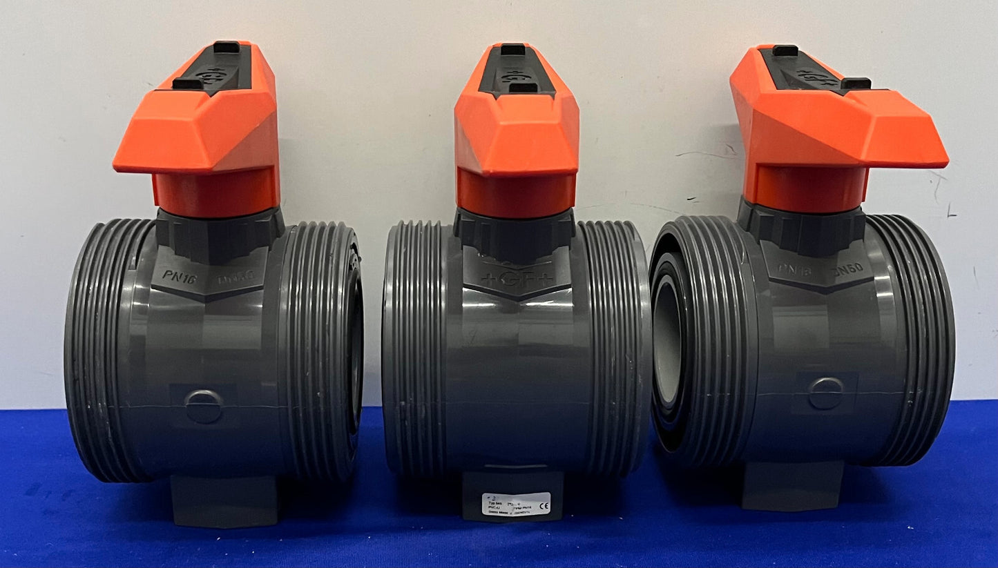 GEORG FISCHER +GF+ TYP 546 2” DN50 PVC-U FPM PN16 BALL VALVE - 1 LOT QTY 3