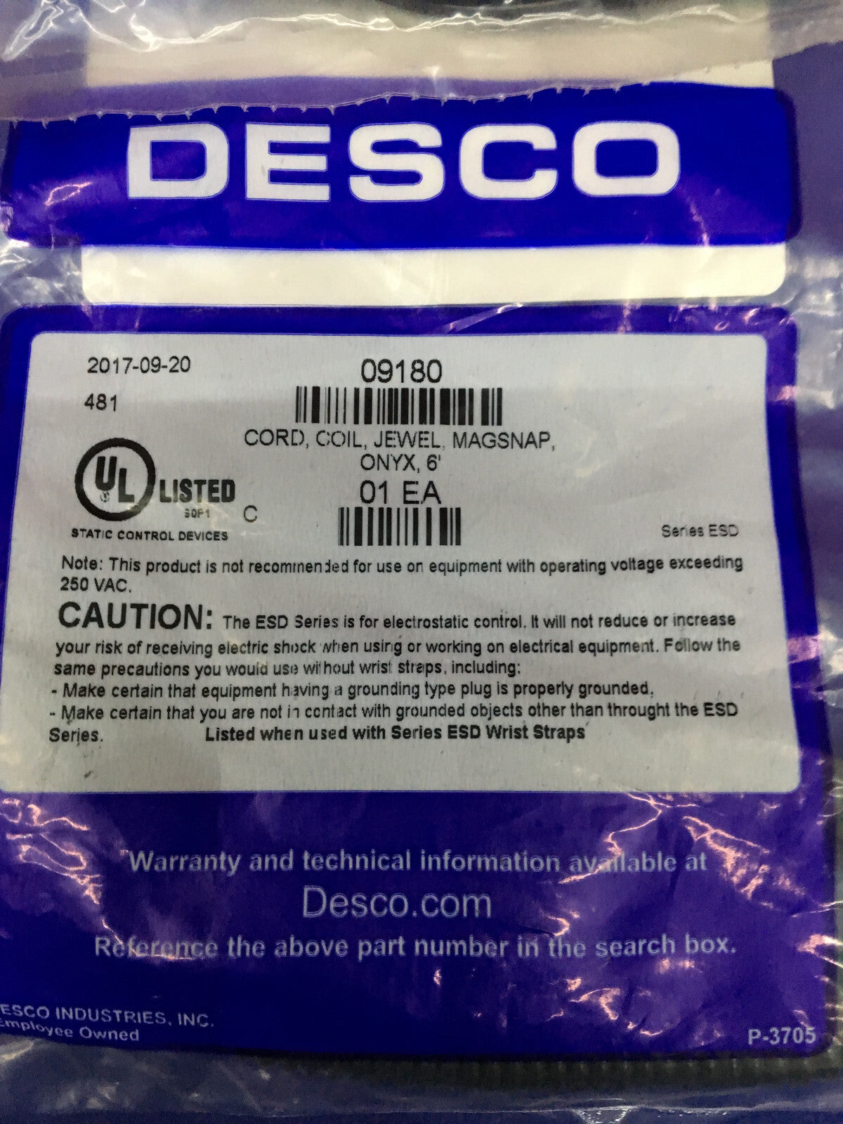 DESCO 09180 CORDÓN, BOBINA, JOYA, MAGSNAP, OYNX, 6" - 1 LOTE CANTIDAD 4