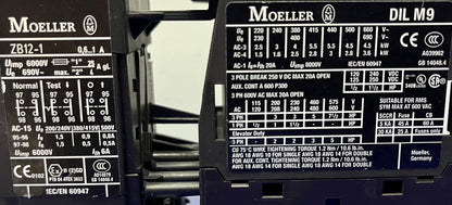 CONTATTORE EATON MOELLER DILM9-10 E RELÈ DI PROTEZIONE DA SOVRACCARICO MOTORE ZB12-1 QTY 2
