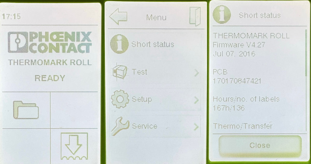 PHOENIX CONTACT THEROMARK ROLL 5146477 THERMAL TRANSFER PRINTER SN 1737061296