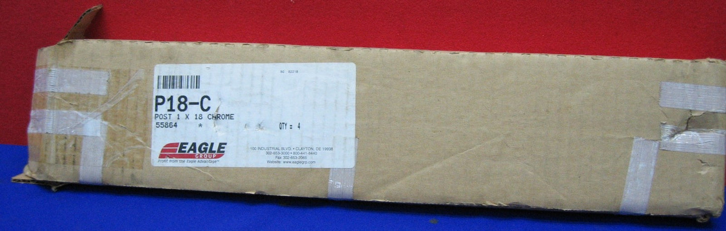 EAGLE P18-C ポストポール クローム 1" x 18" 4本脚入り1カートン/箱で販売