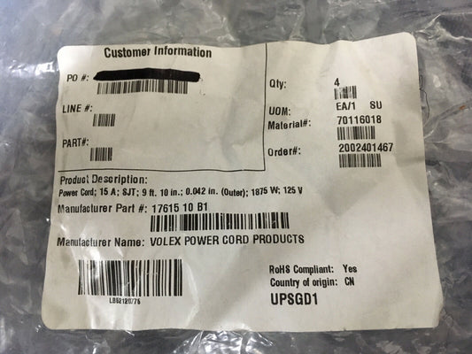 AANTAL 4 - VOLEX STROOMKABELPRODUCTEN 17615 10 B1 STROOMKABELS